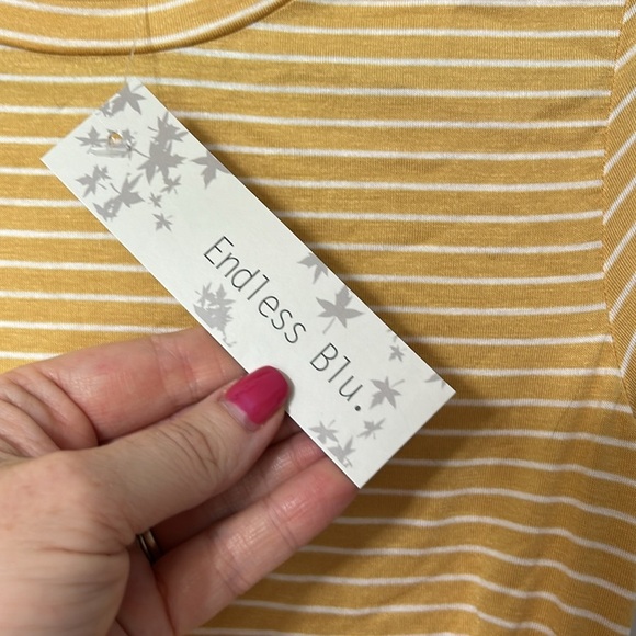 Endless Blu Mustard Striped little tee with side ruching Size S - Picture 3 of 6